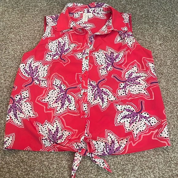 Joie Tops - Joie Floral Front Tie Sleeveless Blouse